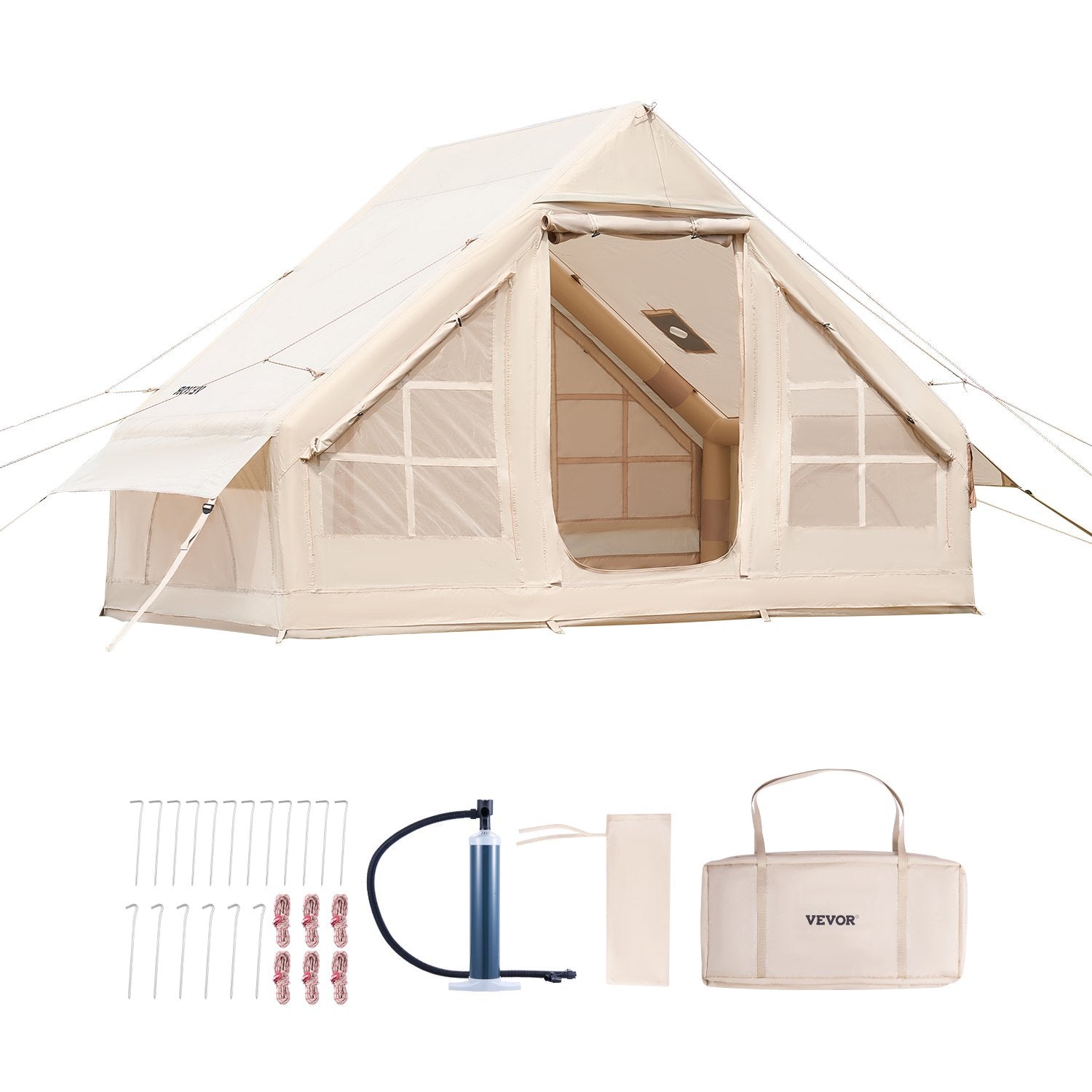 VEVOR Inflatable Tent for Camping 3-5 Person Glamping Tent with Pump Easy Set up