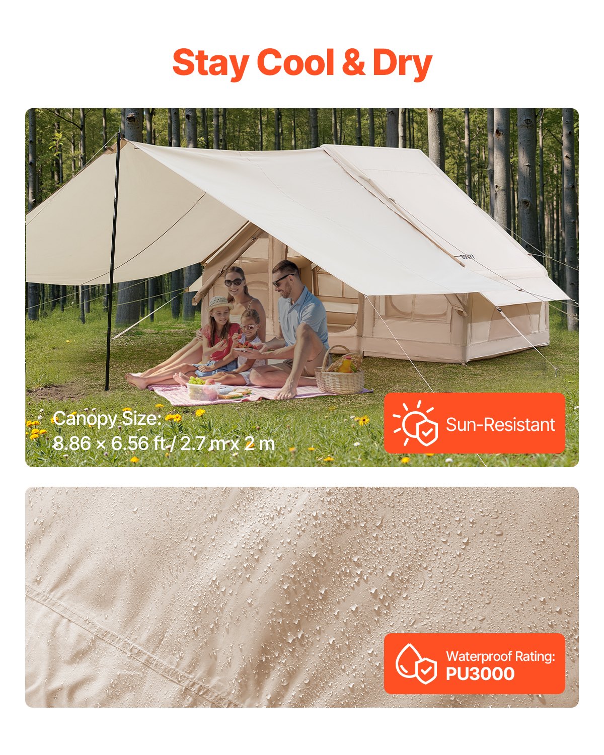 VEVOR Inflatable Tent for Camping 3-5 Person Glamping Tent with Pump Canopy