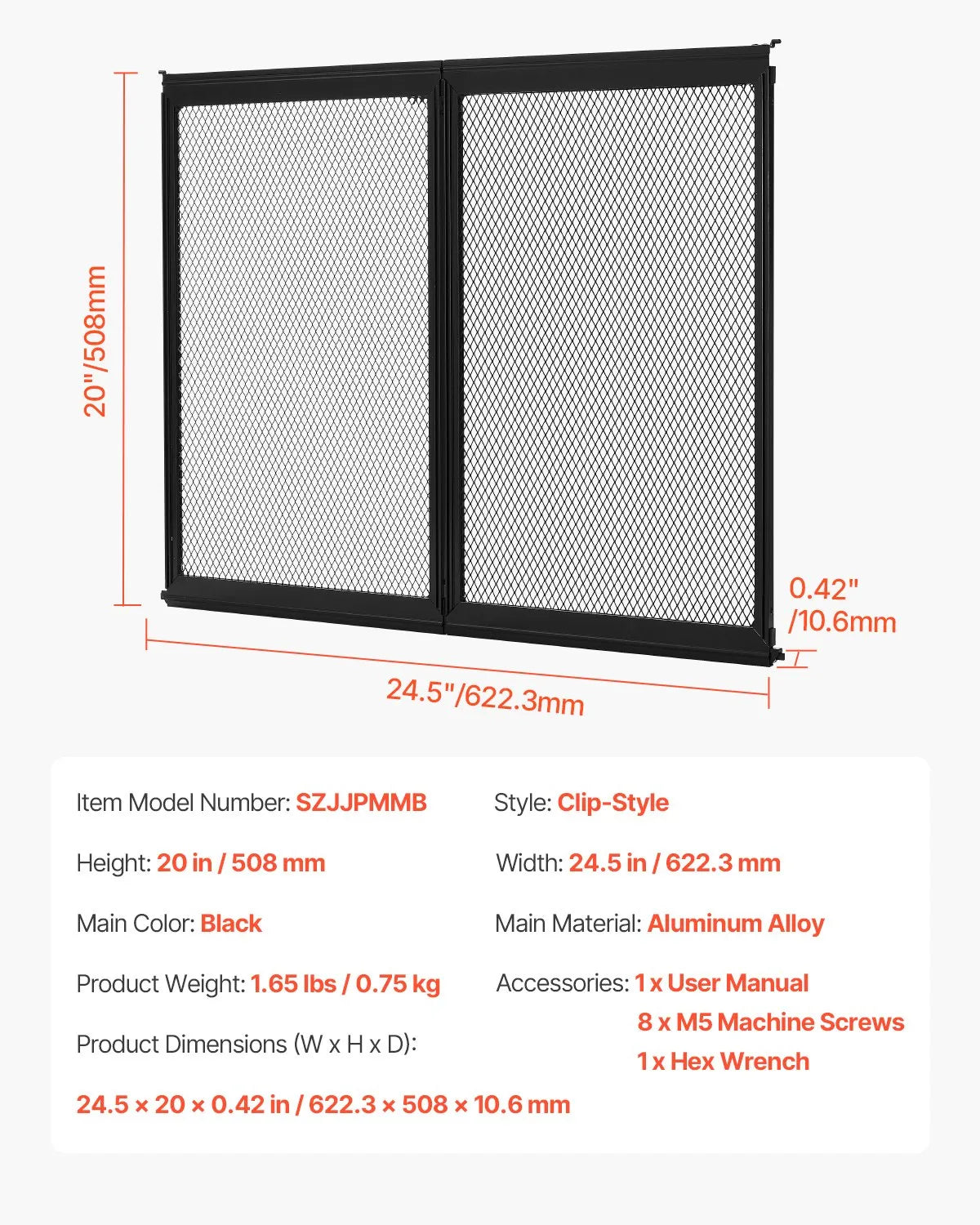 VEVOR RV Screen Door Protector 24.5 x 20 inch Door Grille Aluminum Alloy for Pet