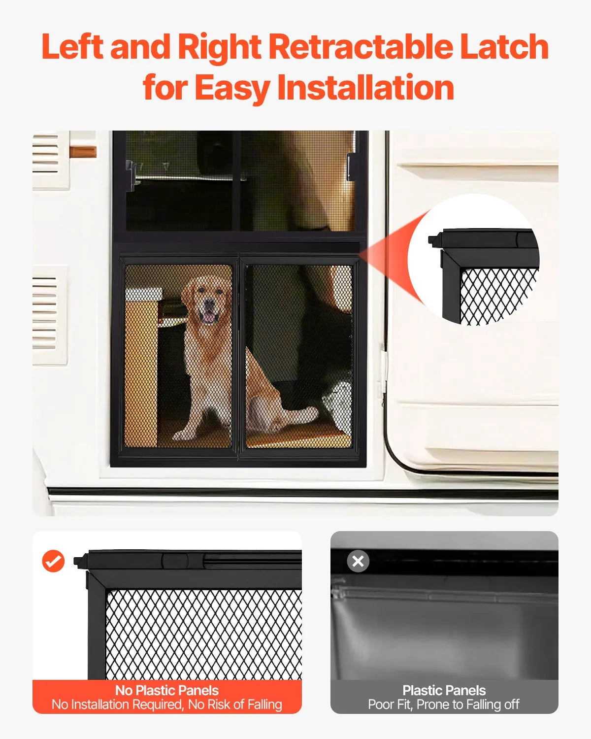VEVOR RV Screen Door Protector 26.5 x 20 inch Door Grille Aluminum Alloy for Pet