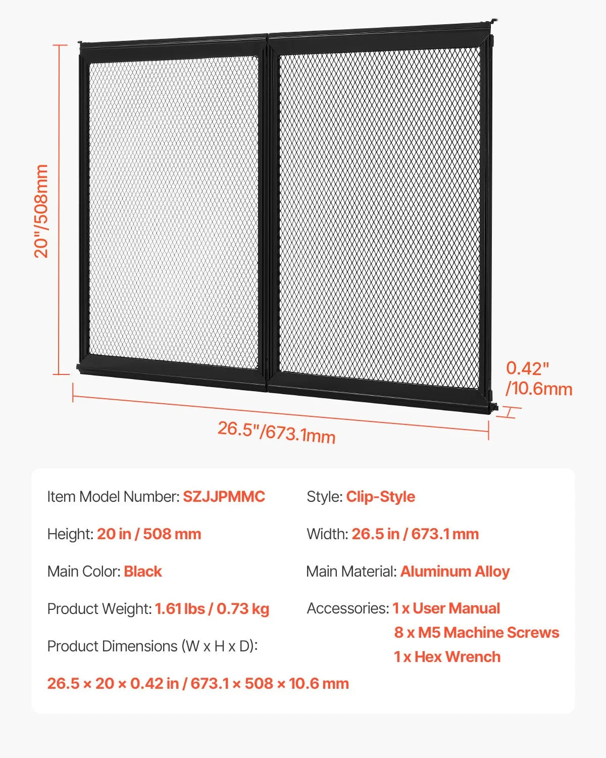 VEVOR RV Screen Door Protector 26.5 x 20 inch Door Grille Aluminum Alloy for Pet