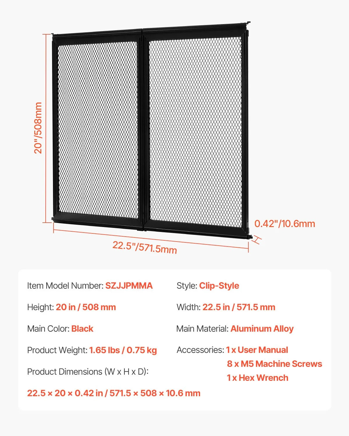 VEVOR RV Screen Door Protector 22.5 x 20 inch Door Grille Aluminum Alloy for Pet