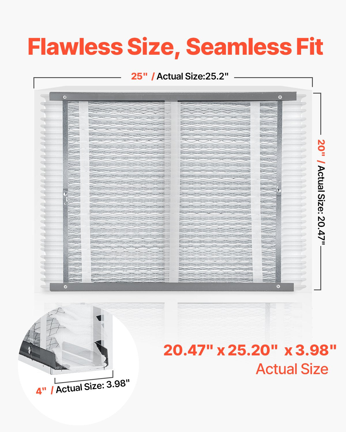 VEVOR Air Filters MERV 16 Electrostatic Pleated Furnace Filter 2-Pack 20x25x4