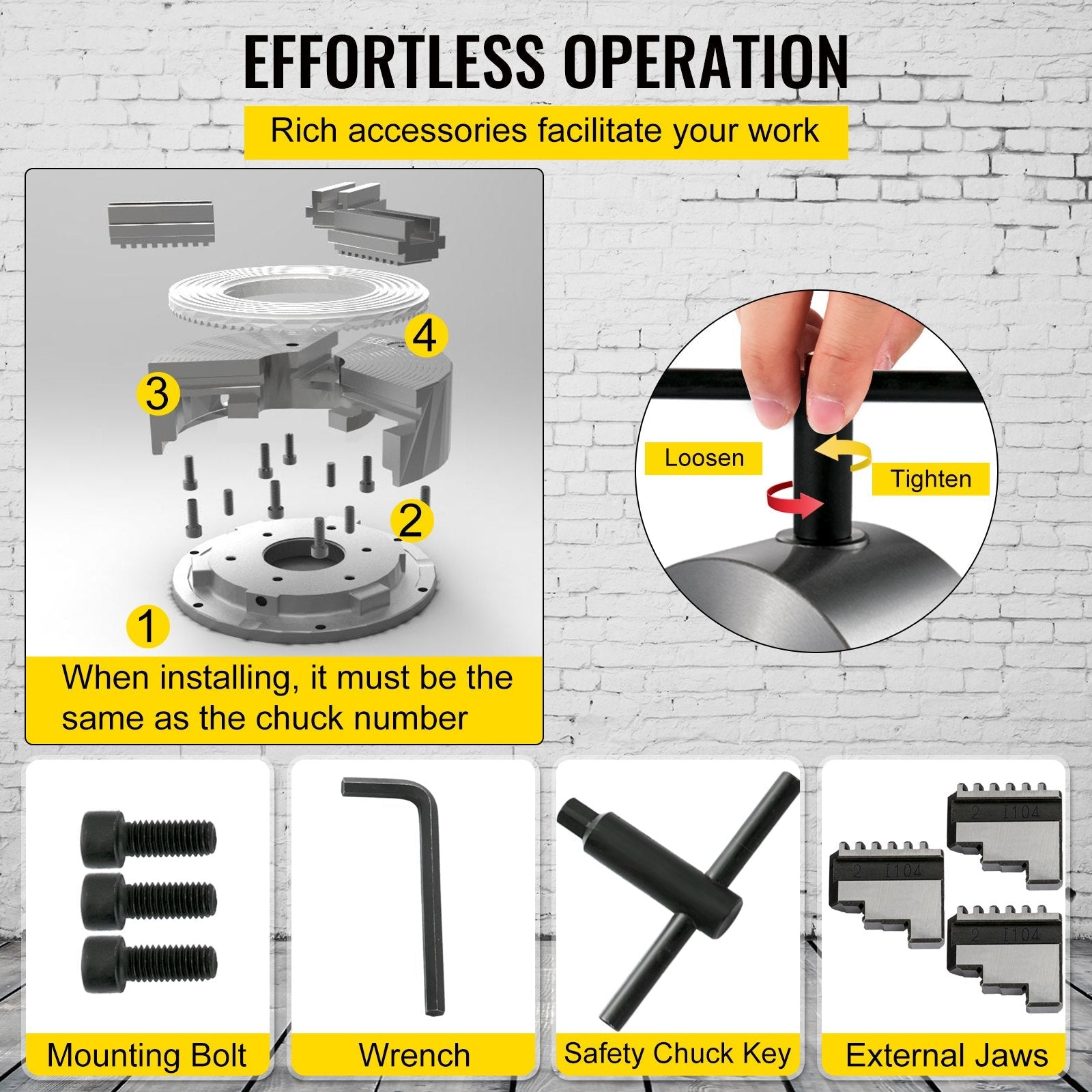 VEVOR K11-100 Lathe Chuck 4" ,Metal Lathe Chuck Self-centering 3 Jaw ,Lathe Chuck With Two Sets Of Jaws, for Grinding Machines Milling Machines
