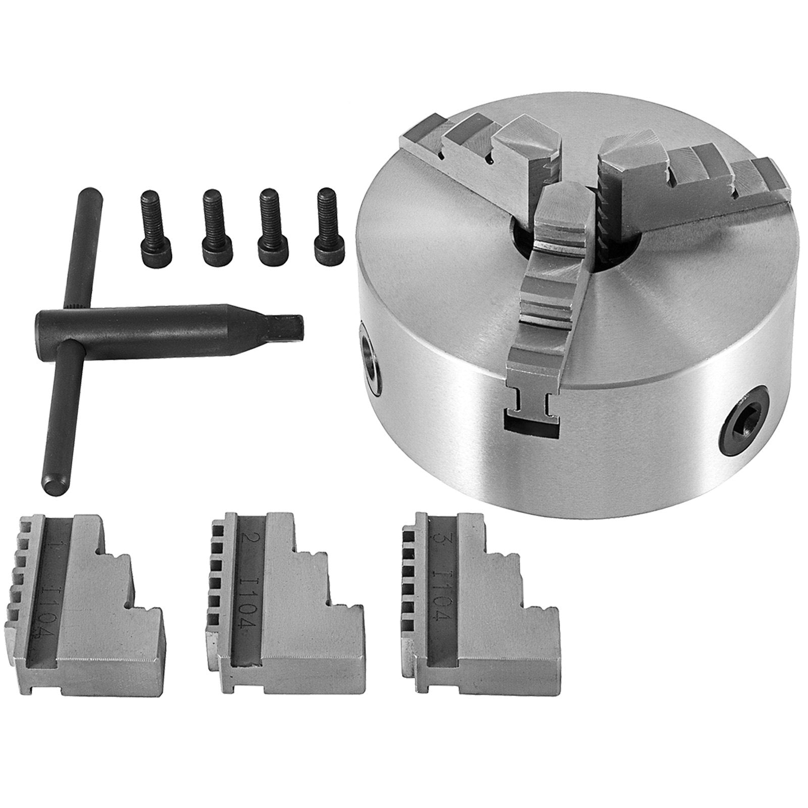 VEVOR K11-100 Lathe Chuck 4" ,Metal Lathe Chuck Self-centering 3 Jaw ,Lathe Chuck With Two Sets Of Jaws, for Grinding Machines Milling Machines