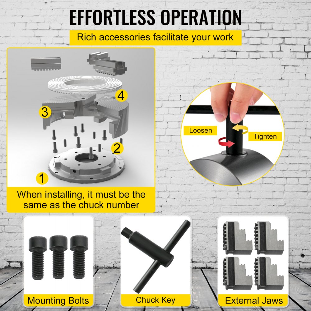 VEVOR K12-160 Lathe Chuck 6.3",Metal Lathe Chuck Self-Centering 4 Jaw,Lathe Chuck with Two Sets of Jaws, for Grinding Machines Milling Machines