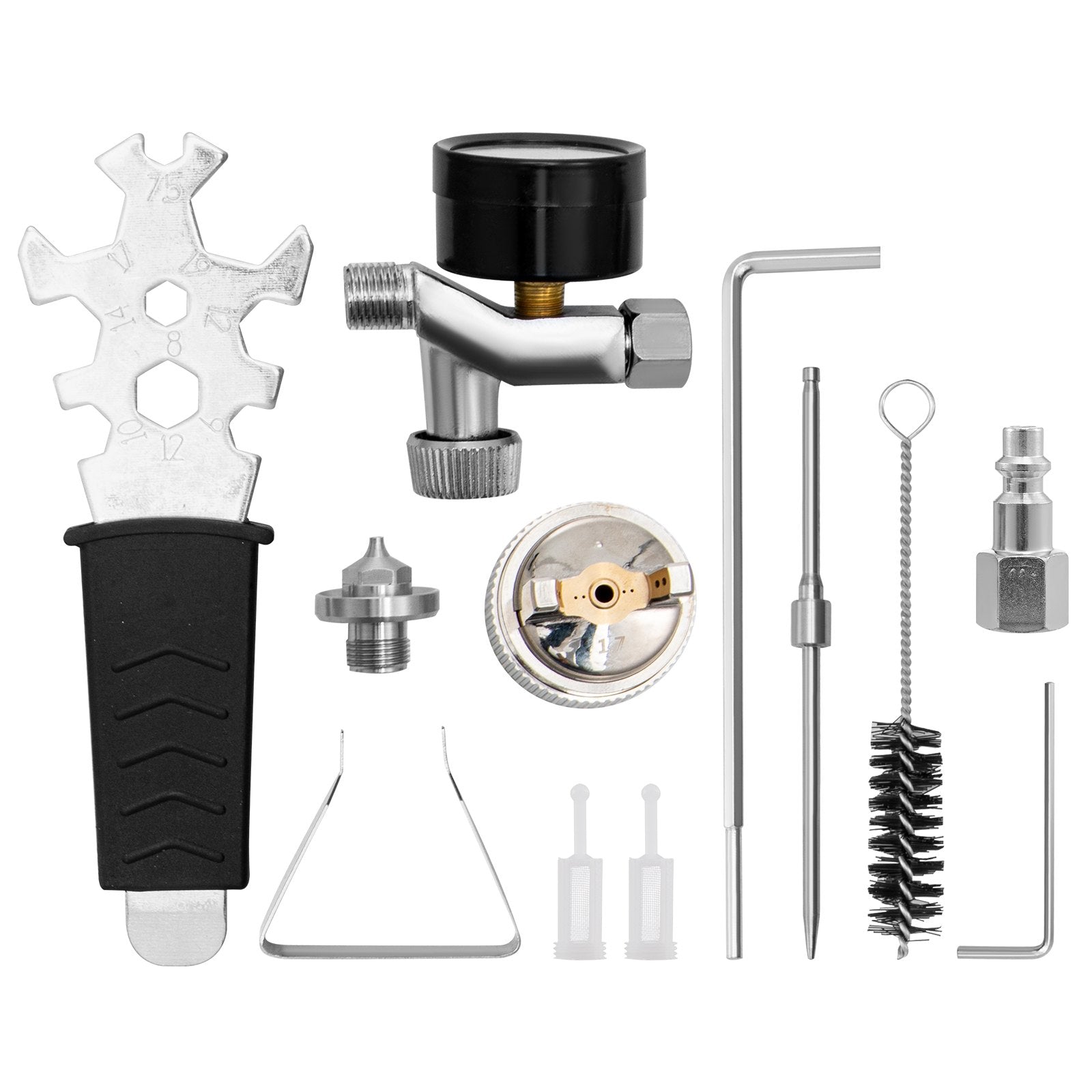 VEVOR HVLP Spray Gun, High Performance Automotive Paint Gun with 1.3/1.7mm Stainless Fluid Tip Sets, 1000cc Cup, MPS Adapter and Air Regulator for Primer, Clear & Top Coat, Touch Up