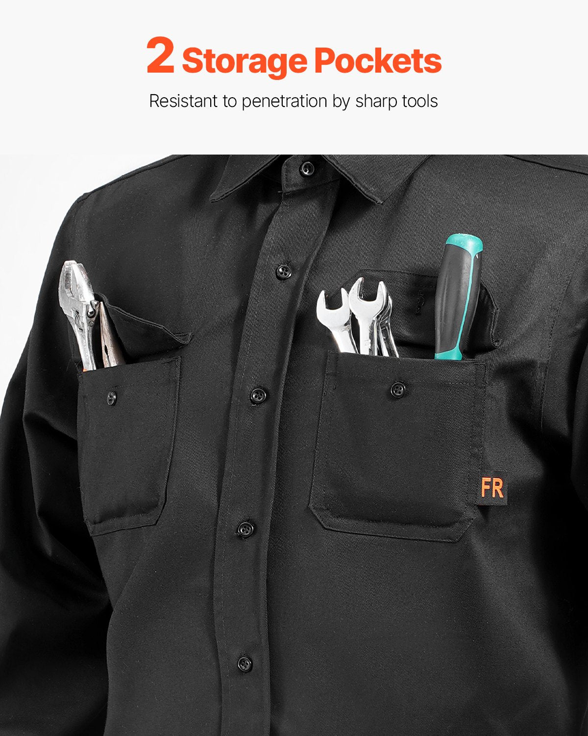 VEVOR Flame-Resistant Welding Jacket M Size 7oz FR Cotton Welding Safety Jacket