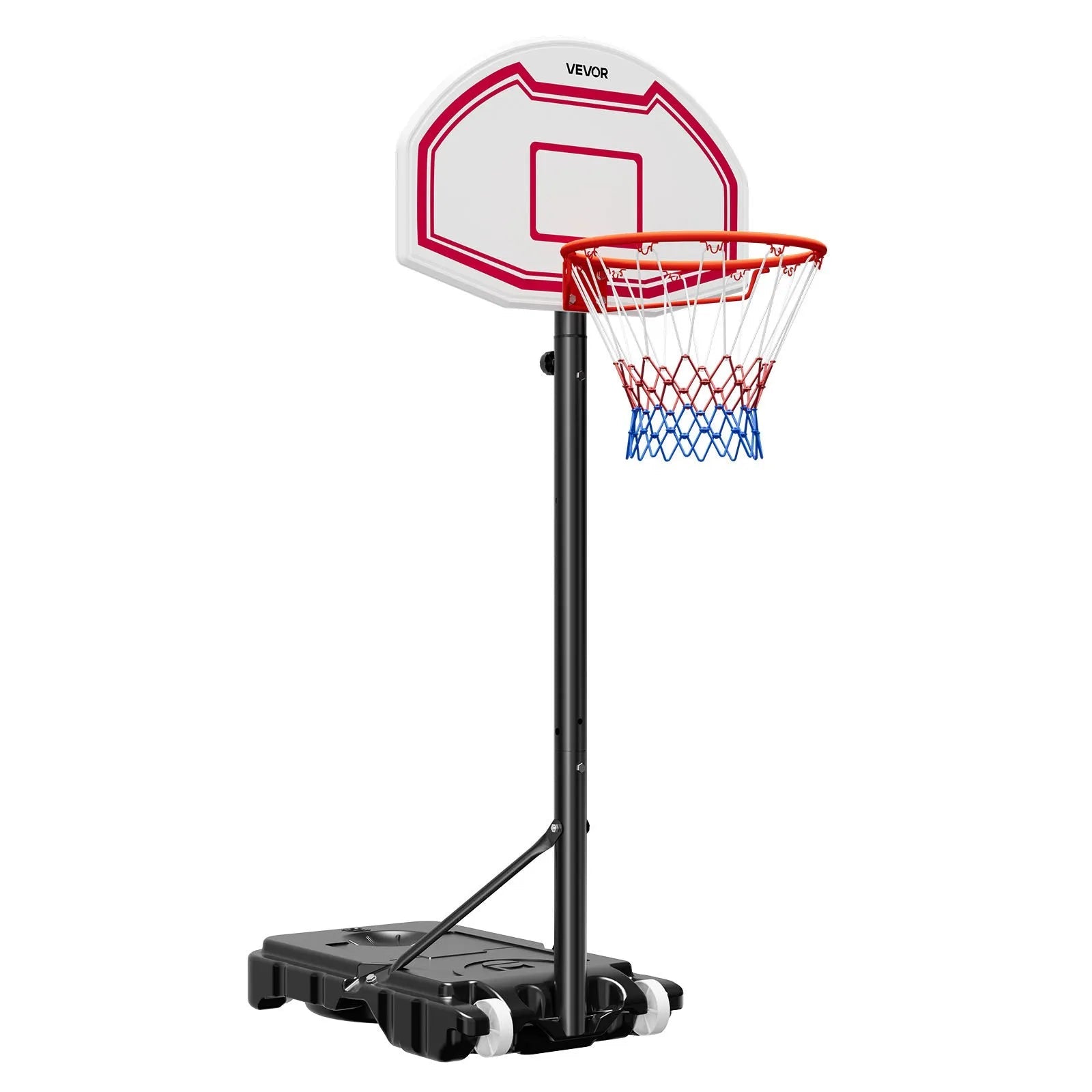 VEVOR Portable Basketball Stand, 5.2 to 6.9 ft Height Adjustment Basketball Hoop & Goal, Kids Adjustable Basketballs Hoop with Nylon Net & Rolling Wheels, Portable Backboard Set for Patios, Poolside