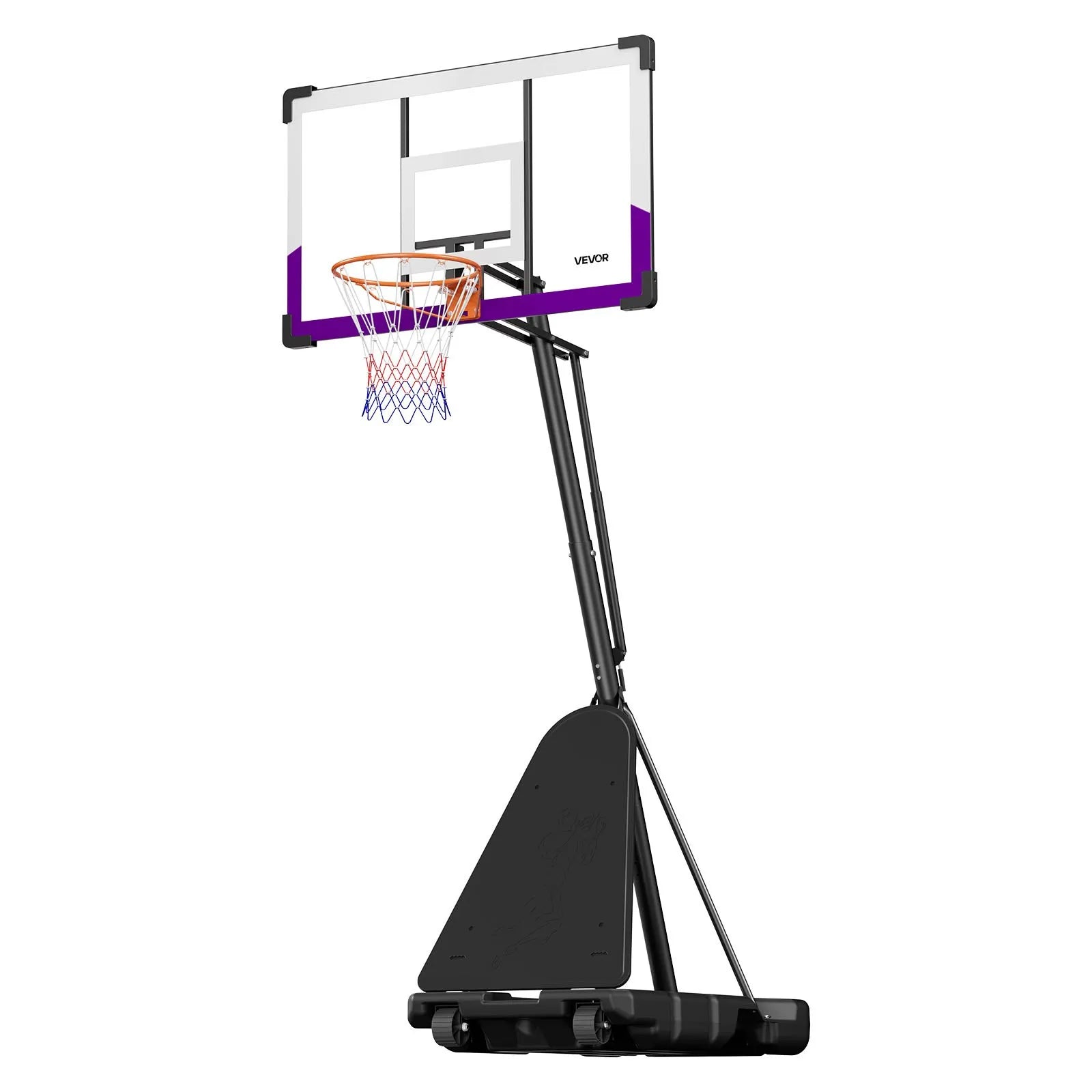 VEVOR Portable Basketball Stand, 10 ft Height Adjustment Basketball Hoop & Goal, Basketballs Hoop Outdoor with 48 inch PC Backboard for Kids, Adults in Schools, Parks, Indoor & Outdoor Use