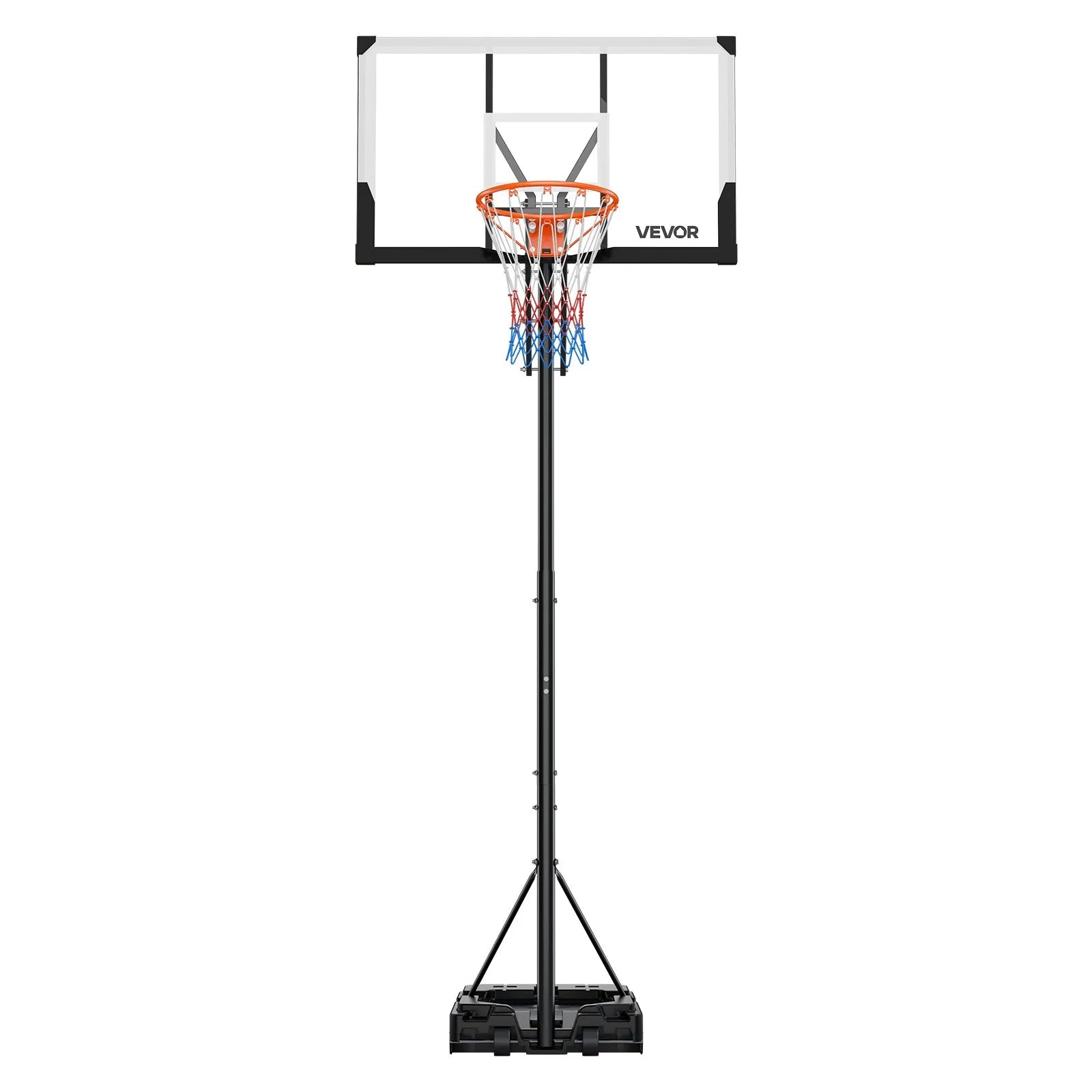 VEVOR Portable Basketball Stand, 5.25 to 10 ft Height Adjustment Basketball Hoop & Goal, Portable Basketballs Hoop with 48 inch PC Backboard & Wheels for Kids, Teens, Adults in Driveways, Pools