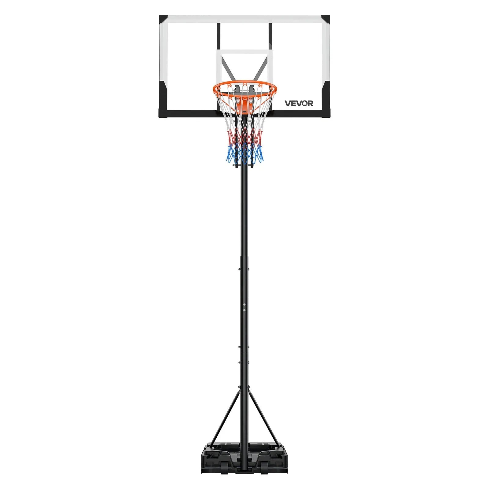 VEVOR Portable Basketball Stand, 5.25 to 10 ft Height Adjustment Basketball Hoop & Goal, Portable Basketballs Hoop with 48 inch PC Backboard & Wheels for Kids, Teens, Adults in Driveways, Pools