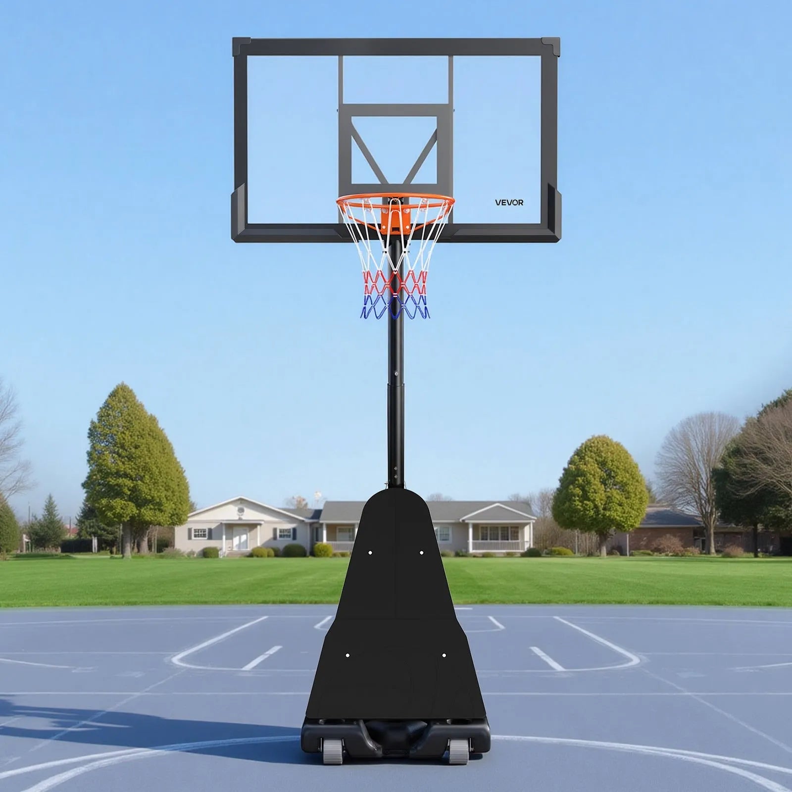 VEVOR Portable Basketball Stand, 10 ft Height Adjustment Basketball Hoop & Goal, Basketballs Hoop Outdoor with 50 inch PC Backboard for Kids, Adults in Schools, Parks, Indoor & Outdoor Use
