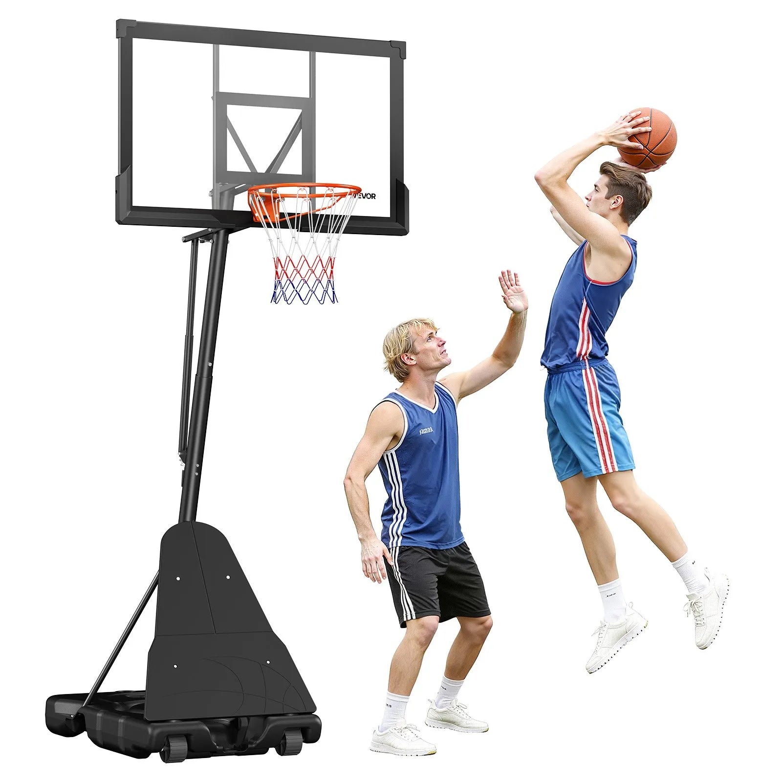 VEVOR Portable Basketball Stand, 10 ft Height Adjustment Basketball Hoop & Goal, Basketballs Hoop Outdoor with 50 inch PC Backboard for Kids, Adults in Schools, Parks, Indoor & Outdoor Use