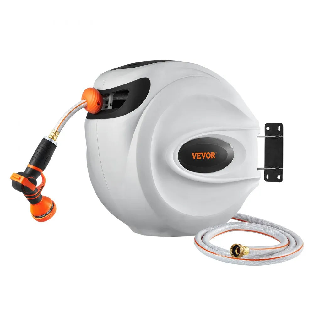 VEVOR Retractable Hose Reel Water Hose Reel 84'x5/8" 180° Swivel Wall-Mounted
