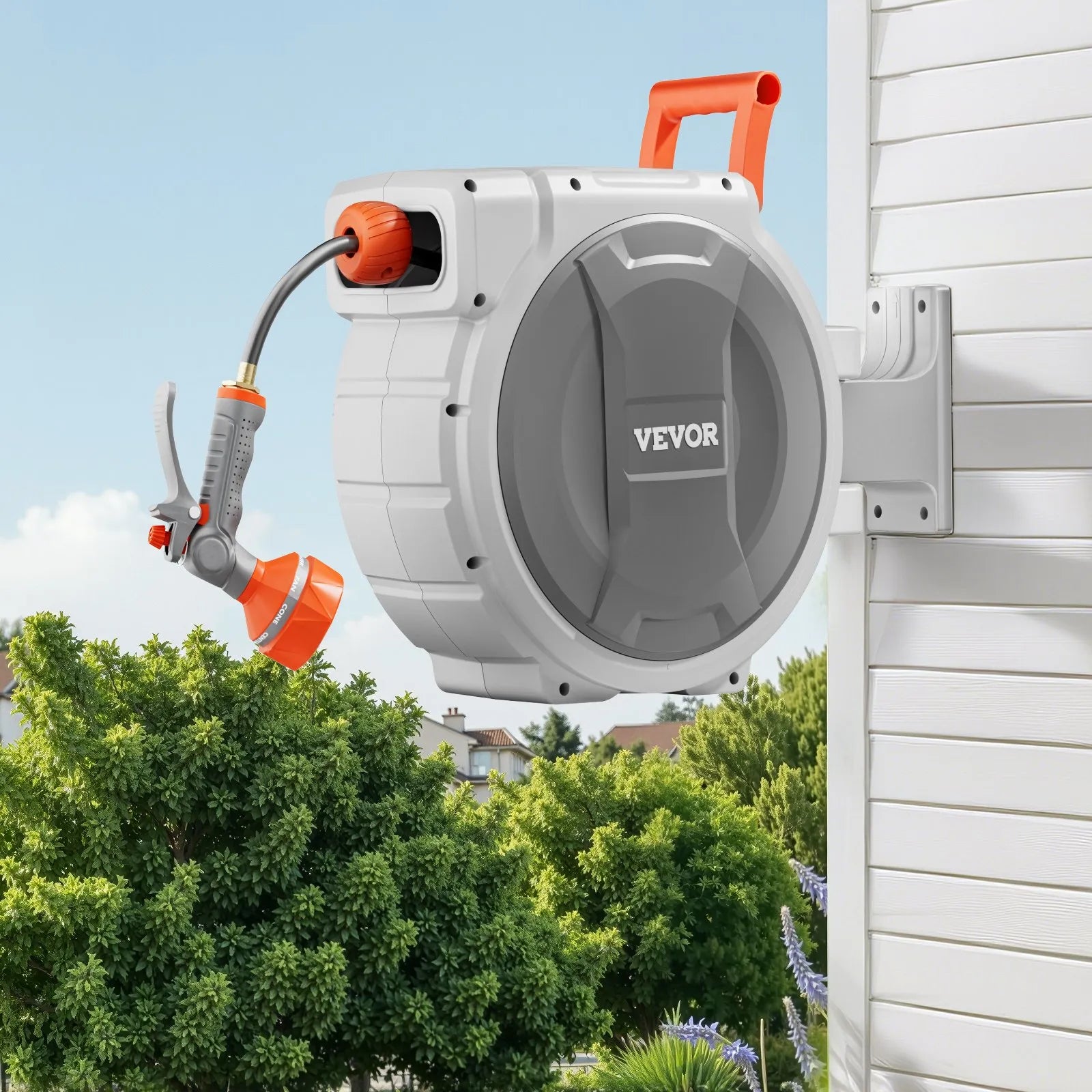 VEVOR Retractable Garden Hose Reel 1/2 in x 84 ft Wall Mounted Garden Hose Reel