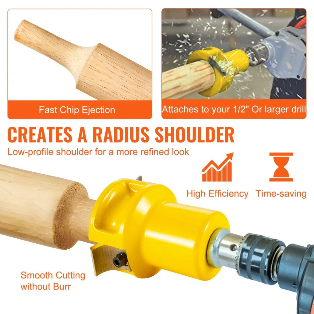 VEVOR Tenon Cutter, 1.5\" / 38 mm Diameter, with Dual Curved Blades & Button Screws Home Master Kit, Premium Aluminum & Steel Log Furniture Cutter, Commercial Woodworking Tool for Home Beginner DIY
