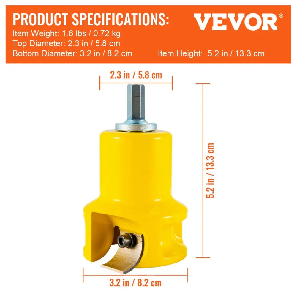 VEVOR Tenon Cutter, 1.5\" / 38 mm Diameter, with Dual Curved Blades & Button Screws Home Master Kit, Premium Aluminum & Steel Log Furniture Cutter, Commercial Woodworking Tool for Home Beginner DIY