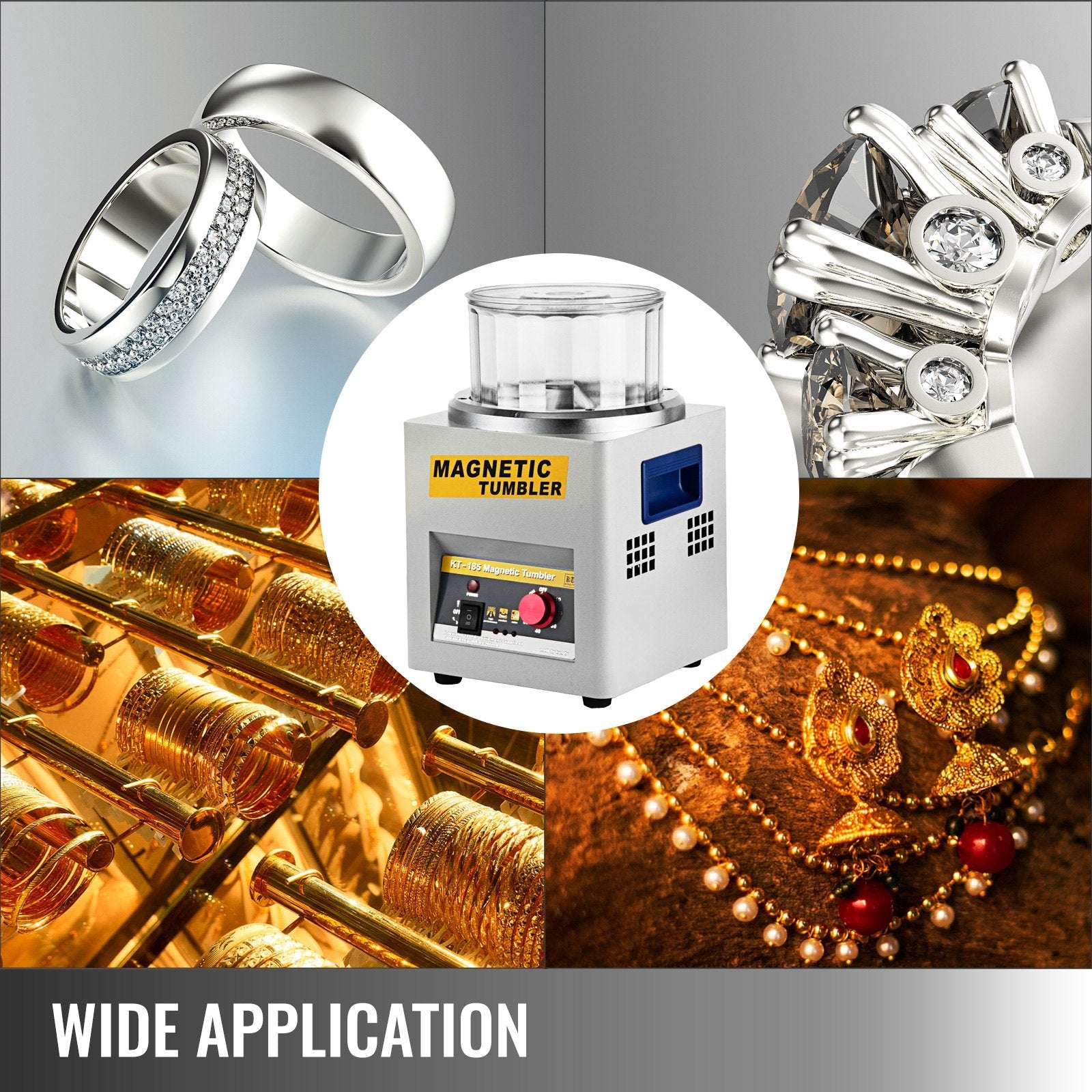 VEVOR Tumbler 2000 RPM Finisher 7.3 inch Magnetic Polisher with Adjustable Speed for Jewelry (KT185)