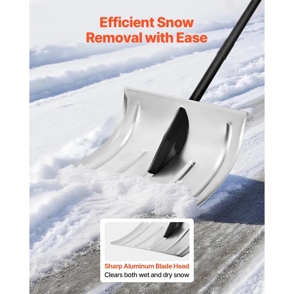 16-Inch Aluminum Snow Shovel with Non-Slip Grip for Driveways