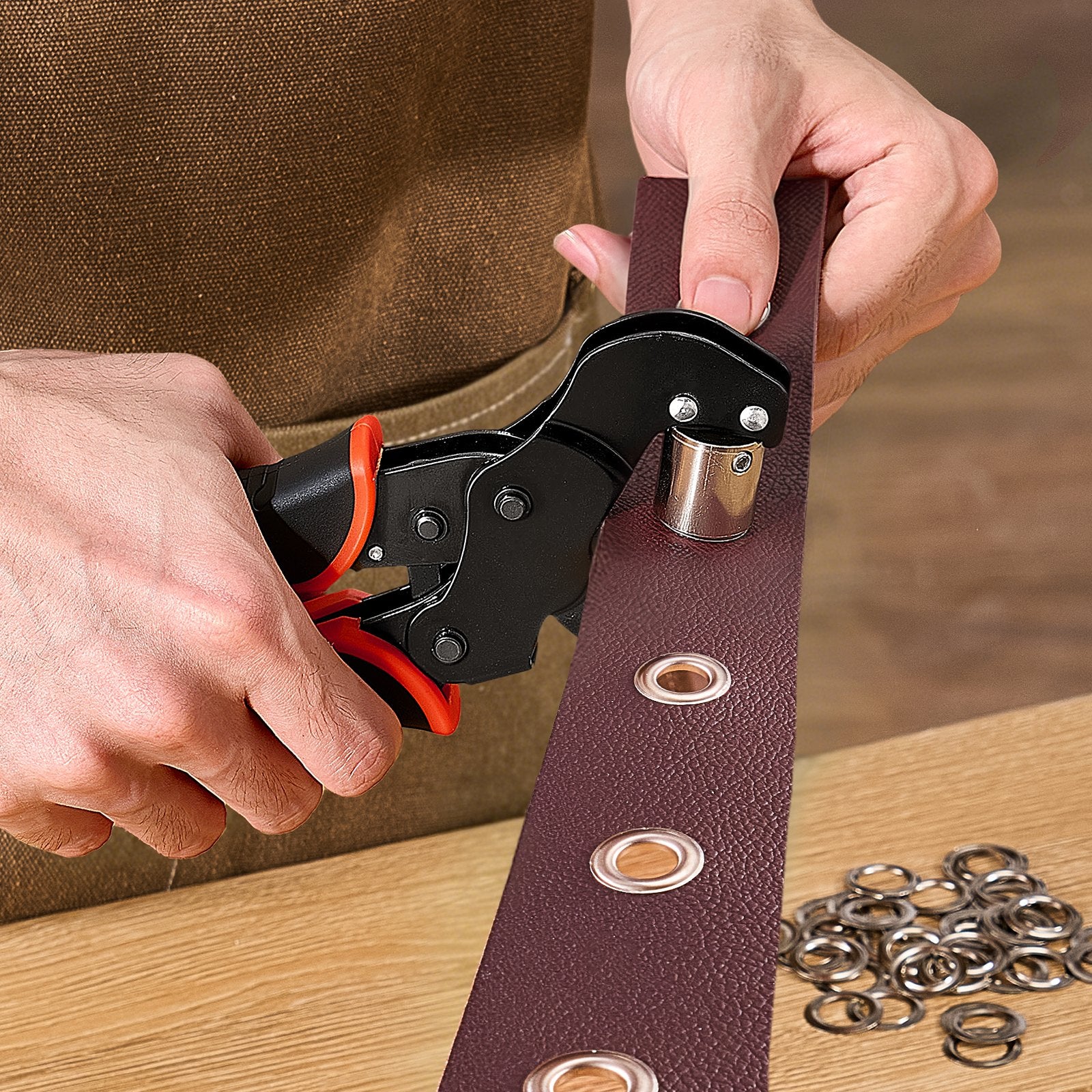 900-Piece Grommet Tool Kit with Manual Press Pliers, 1/4", 5/16" & 3/8" Eyelets for Leather, Fabric & Tarps