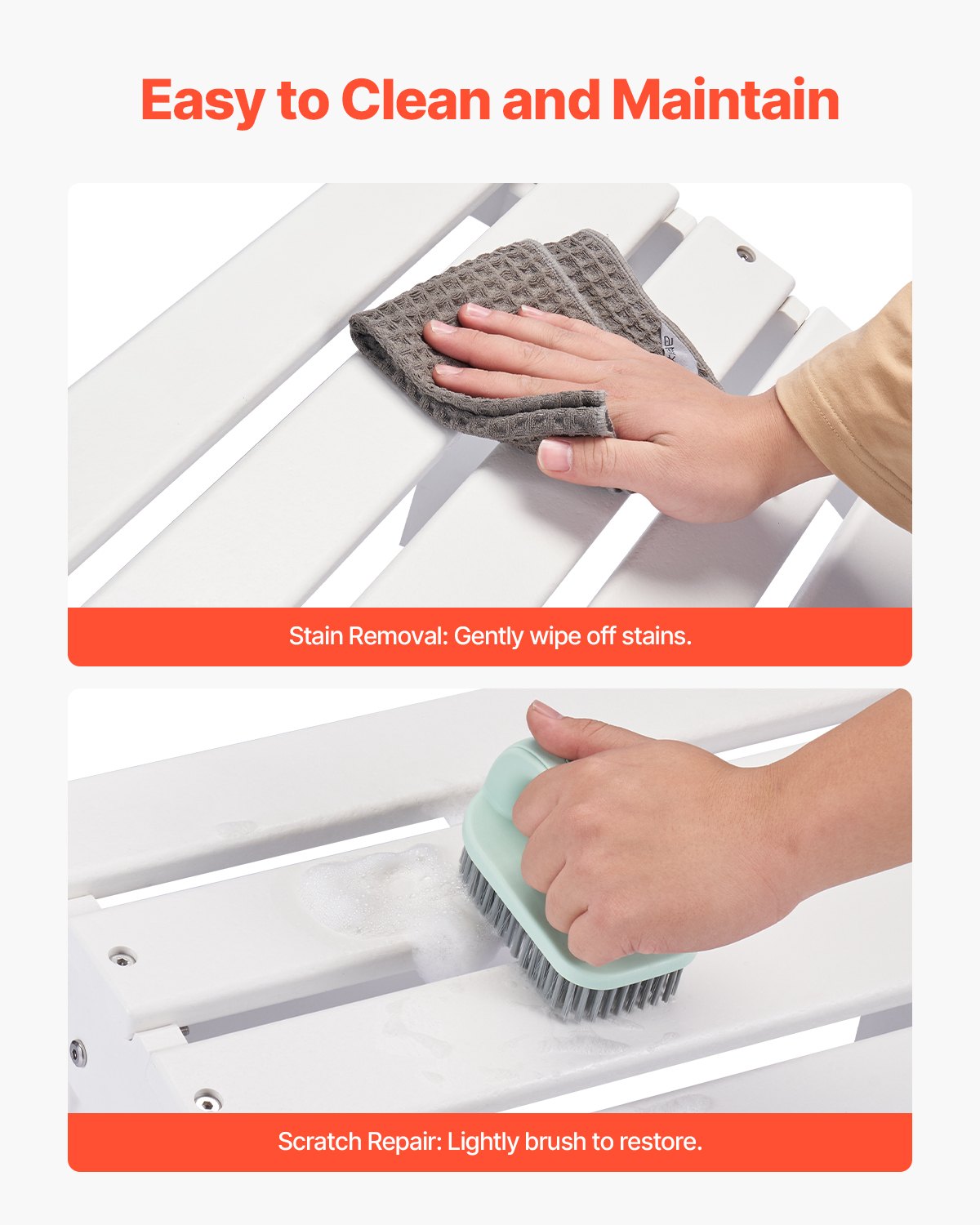 VEVOR Adirondack Ottoman 17.7L x 19.7W x 13.8H Inch HDPE Folding Footrest White