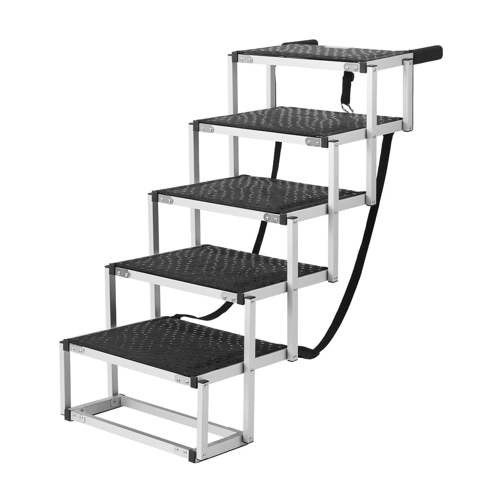 VEVOR Dog Stair for Cars 5-step Folding Dog Steps Aluminum Loads up to 150 lbs
