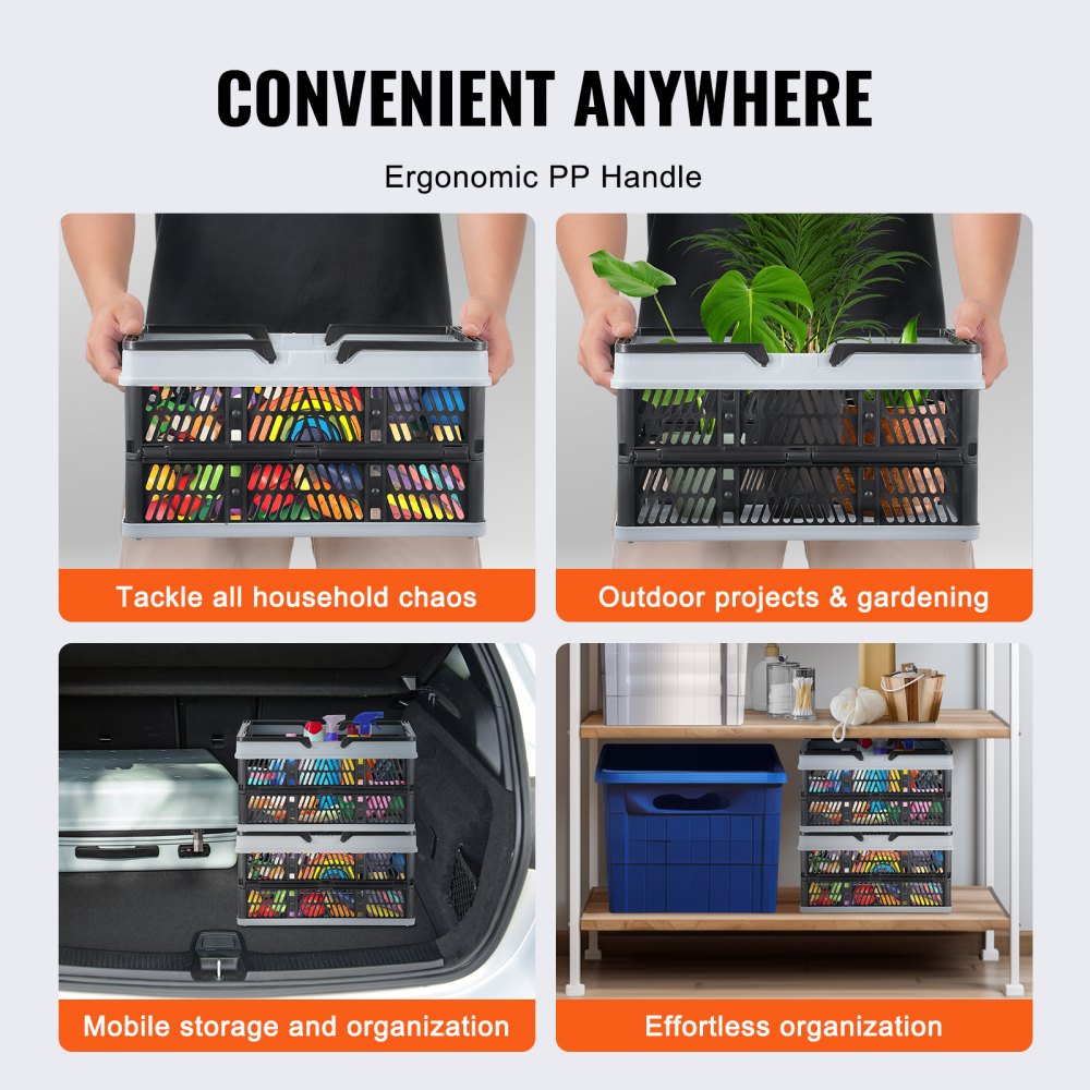 VEVOR Foldable Shopping Basket Portable Grocery Basket 3PCS 16L with Handle