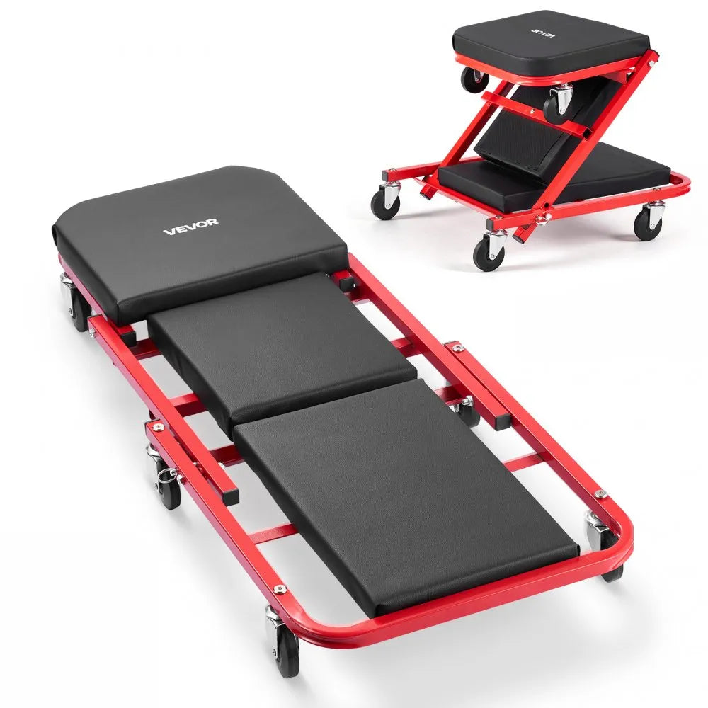 VEVOR 40" 2-in-1 Folding Mechanic Creeper & Rolling Garage Seat – 450 lb Capacity