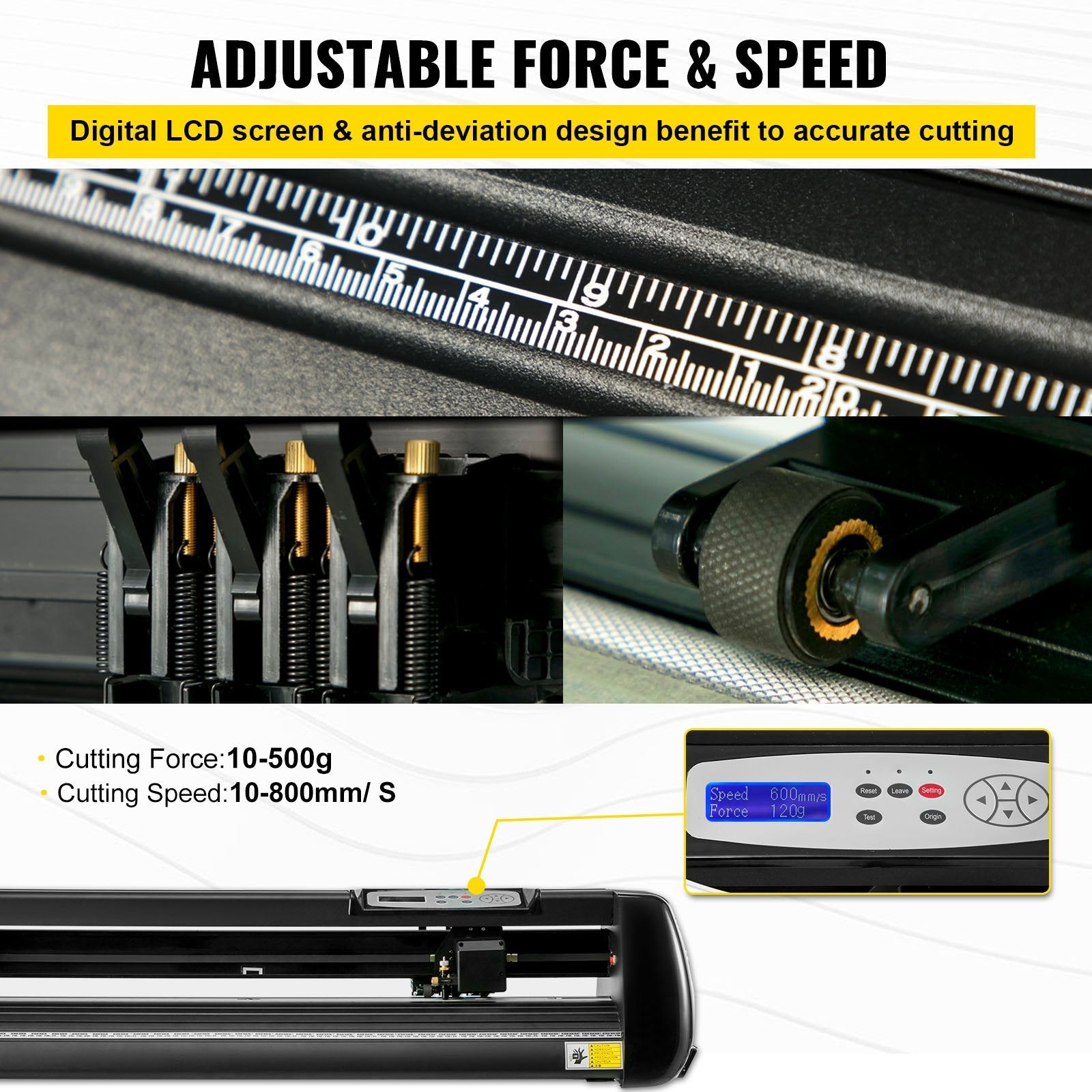 VEVOR Vinyl Cutter, 34 inch Vinyl Cutter Machine 870mm Paper Feed Vinyl Plotter with Floor Stand, Cutting Plotter Machine Adjustable Speed SignMaster Software for Sign Making Labels Windows