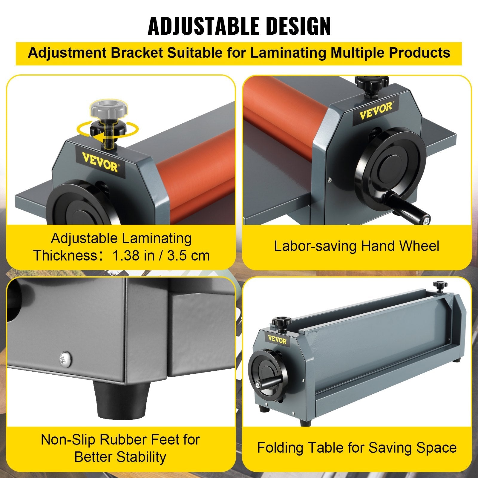 VEVOR 29.5 Inch Cold Laminator Machine 10mm Manual Vinyl Photo Film Cold laminator Hand Crank Pressure Cold Roll laminator(29.5 Inch)