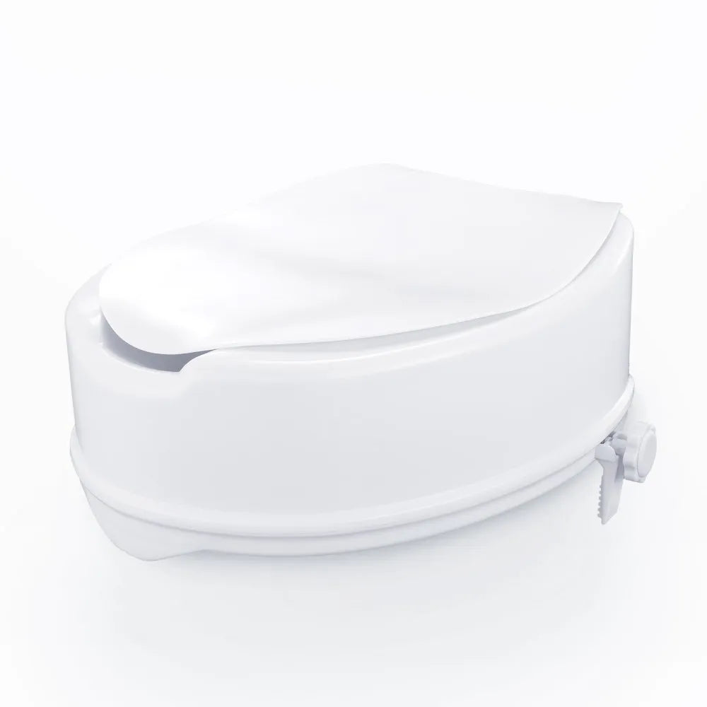 VEVOR Raised Toilet Seat, 5" Height Raised, 300 lbs Weight Capacity, Universal Toilet Seat Riser, Screw Rod Locking, with Toilet Seat, for Elderly, Handicap, Patient, Pregnant, Medical