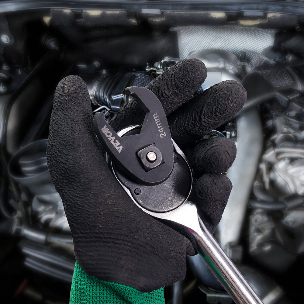 VEVOR Crowfoot Wrench Set, 1/2" and 3/8" Drive 15-Piece Crows Foot Wrench Set with PP Storage Case,  Metric 8-24 mm, CRMO Steel and  Manganese Phosphate Finish, for Mechanical Maintenance and Repairs