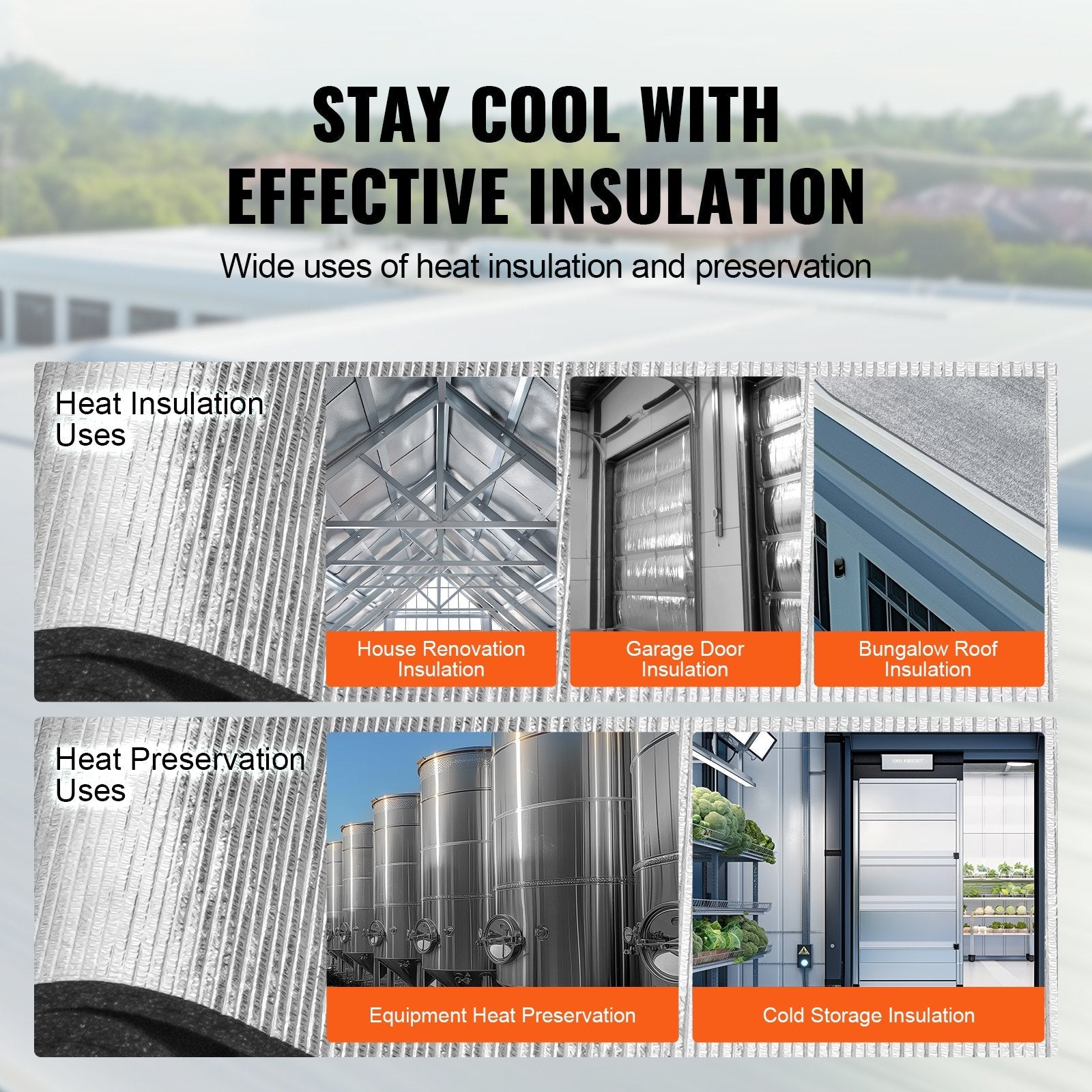 VEVOR Insulation Roll Aluminum Foil XPE Foam Core Radiant Barrier 40 in x 5 ft