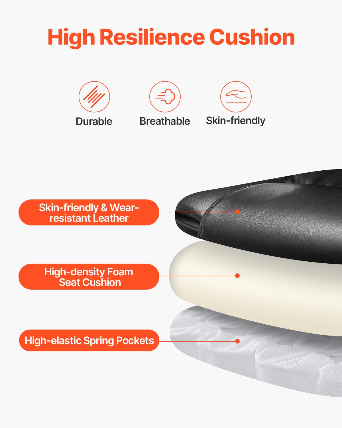 VEVOR Executive Chair High Back Office Chair with Footrest Lumbar Pillow Black