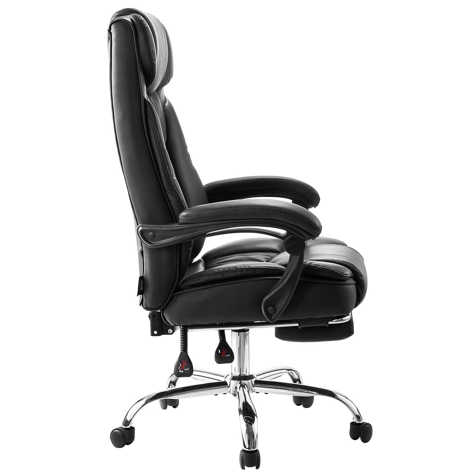 VEVOR Executive Chair High Back Office Chair with Footrest Lumbar Pillow Black
