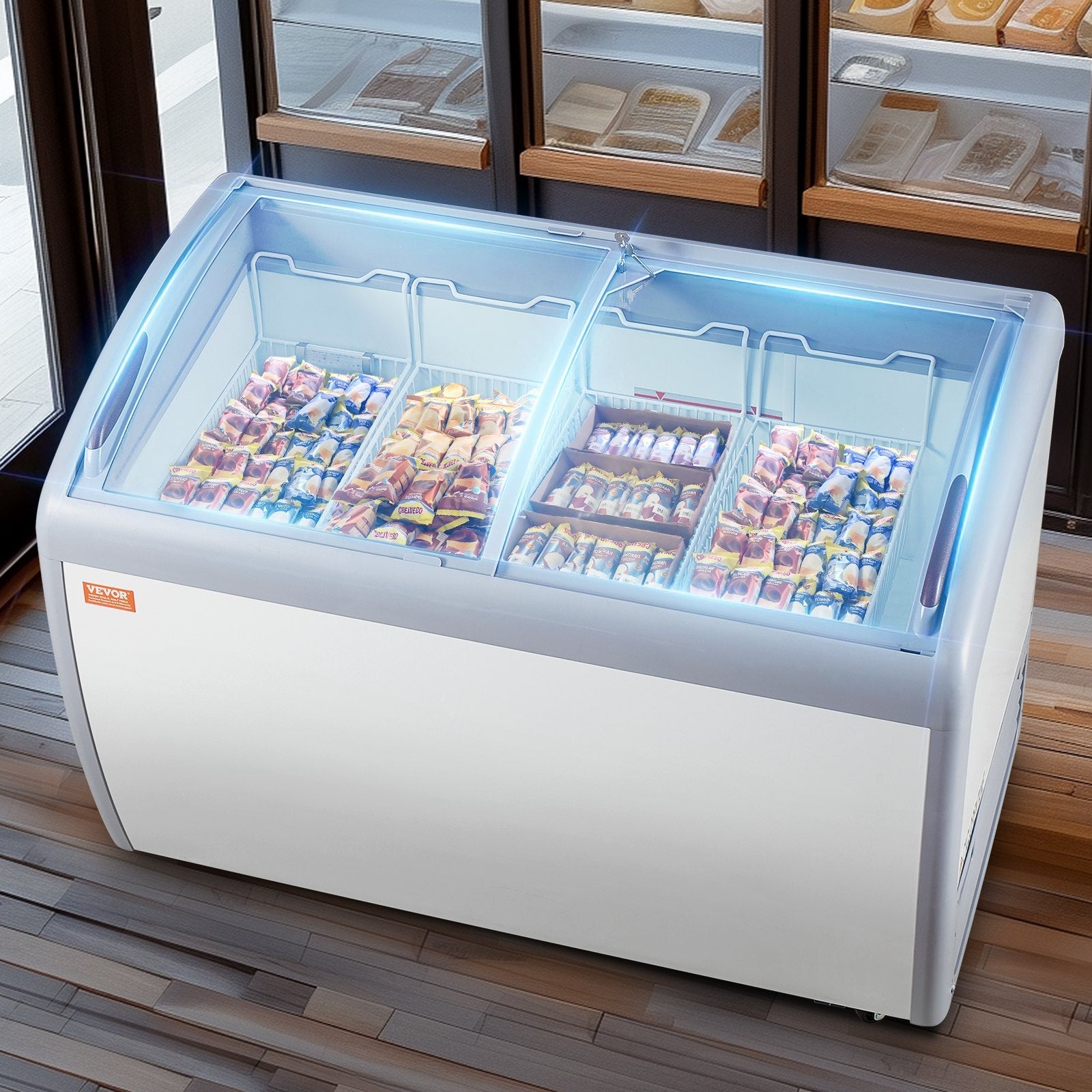 VEVOR 12.8Cu.ft Commercial Ice Cream Display Case Gelato Dipping Freezer Cabinet