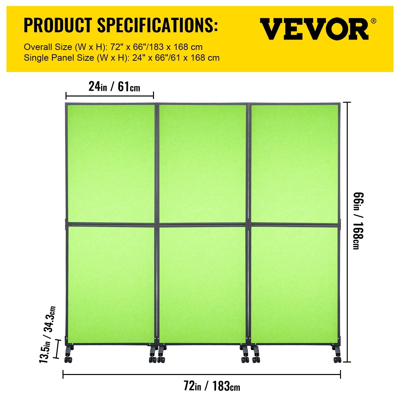 VEVOR Acoustic Room Divider 72\" x 66\" Office Partition Panel 3 Pack Office Divider Wall Tea Green Office Dividers Partition Wall Polyester & 45 Steel Cubicle Wall Reduce Noise and Visual Distractions