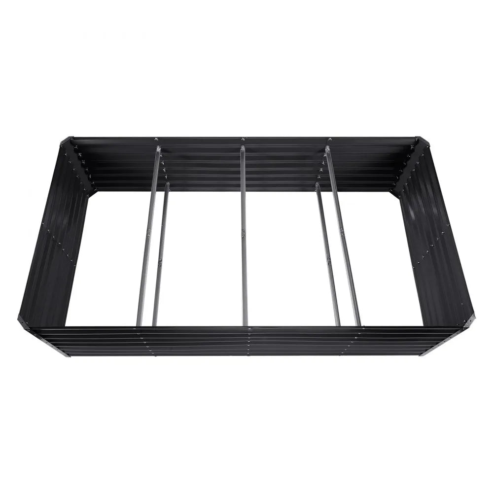 VEVOR Raised Garden Bed, 8 x 4 x 2 ft Galvanized Metal Planter Box, Outdoor Planting Boxes with Open Base, for Growing Flowers/Vegetables/Herbs in Backyard/Garden/Patio/Balcony, Dark Gray