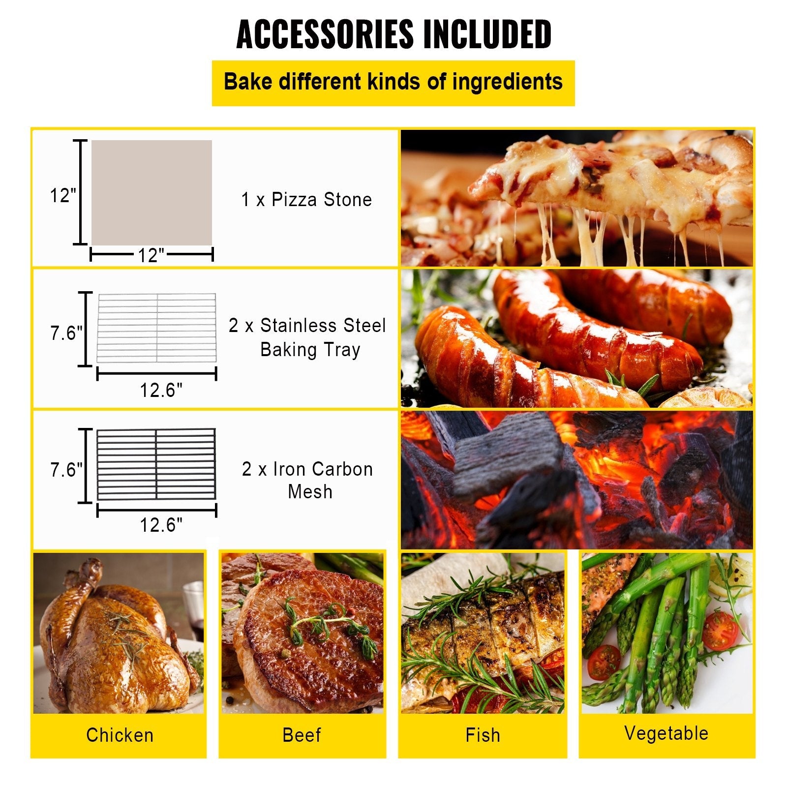 VEVOR Outdoor Pizza Oven, 12\" Wood Fire Oven, 2-Layer Pizza Oven Wood Fired, Wood Burning Outdoor Pizza Oven w/ 2 Removable Wheels, Wood Fired Pizza Maker Ovens w/ 900? Max Temperature for Barbecue