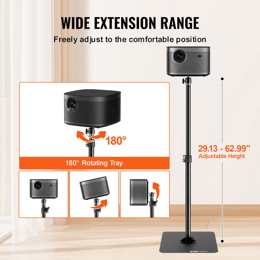 VEVOR Projector Stand Projector Floor Stand Adjustable Height from 30.3 to 63.4"