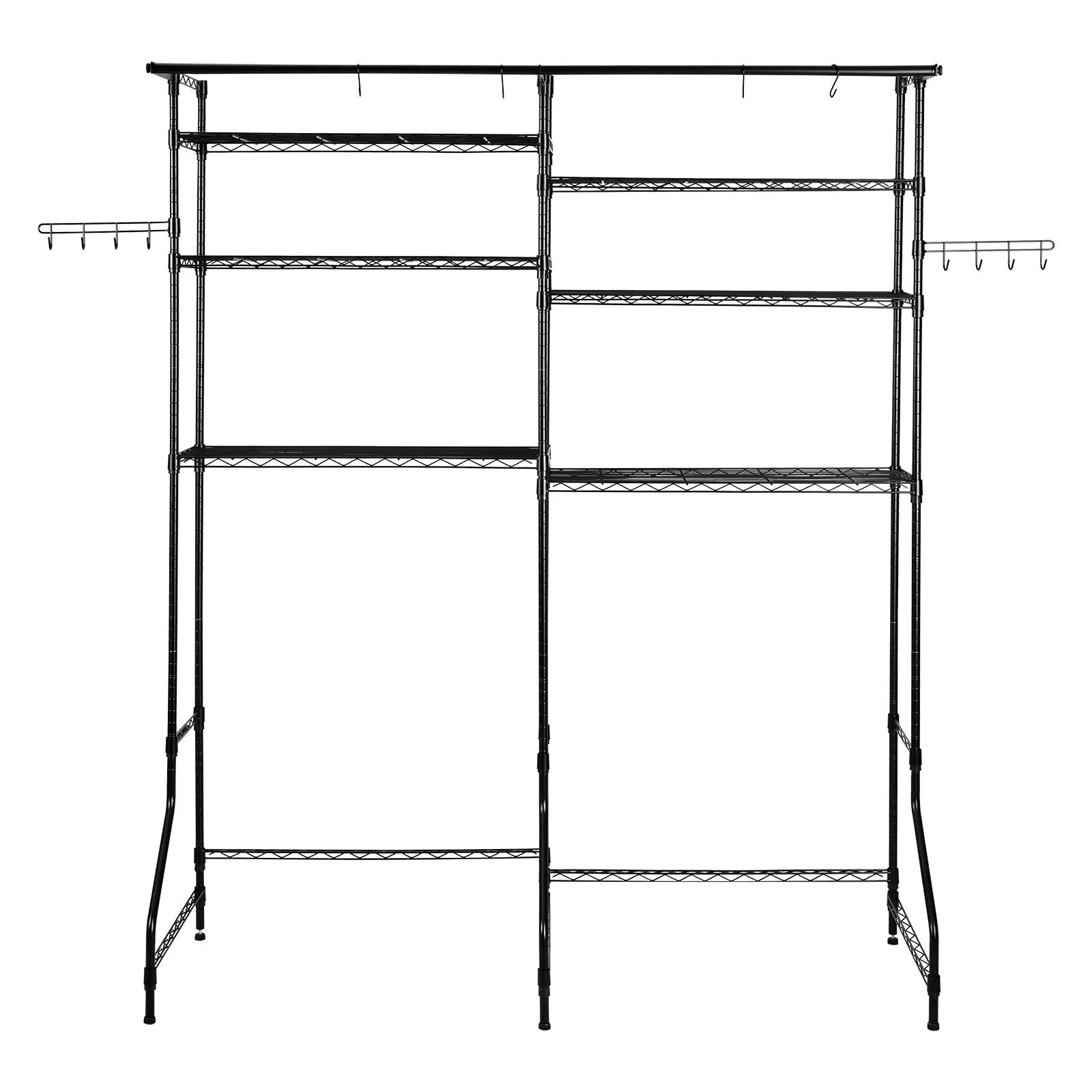VEVOR Over Washer and Dryer Storage Shelf Two Row 6 Tiers Washer Rack Black