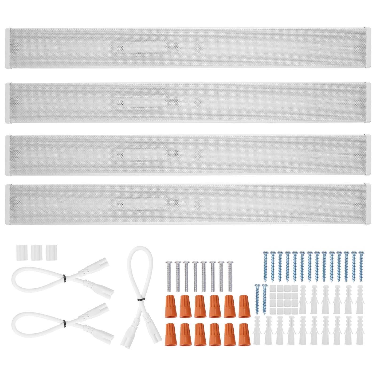 VEVOR 4FT LED Wraparound Light, 50W, 5500LM Flush Mount LED Shop Light, 4 Pack 6500K Daylight LED Kitchen Ceiling Lighting Fixtures, for Garage Office Laundry Fluorescent Tube Replacement, FCC