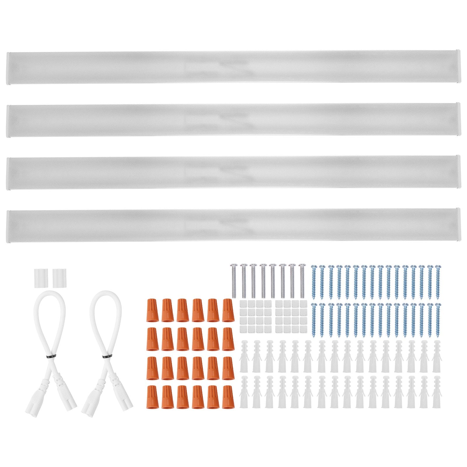 VEVOR 8FT LED Wraparound Light, 110W 10,000LM, Flush Mount LED Shop Light, 4 Pack 6500K Daylight LED Kitchen Ceiling Lighting Fixtures, for Garage Office Laundry Fluorescent Tube Replacement, FCC