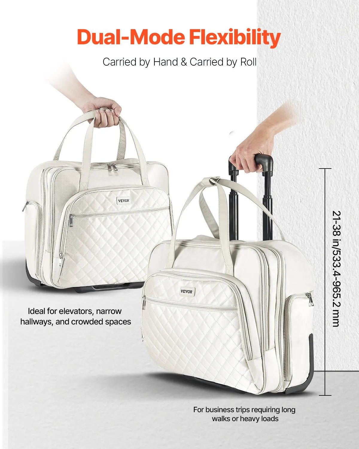 VEVOR Rolling Laptop Bag 15.6 Inch Wheeled Computer Bag for Travel Women Men