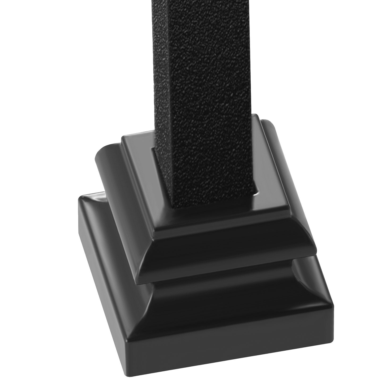 VEVOR Aluminum Alloy Baluster Shoes Stair Flat Shoe with Screw Holes for 1/2 Inch Square Scroll Basket Twist Knuckle Staircase Balusters Metal Spindle Railing, Satin Black (50 Pcs)