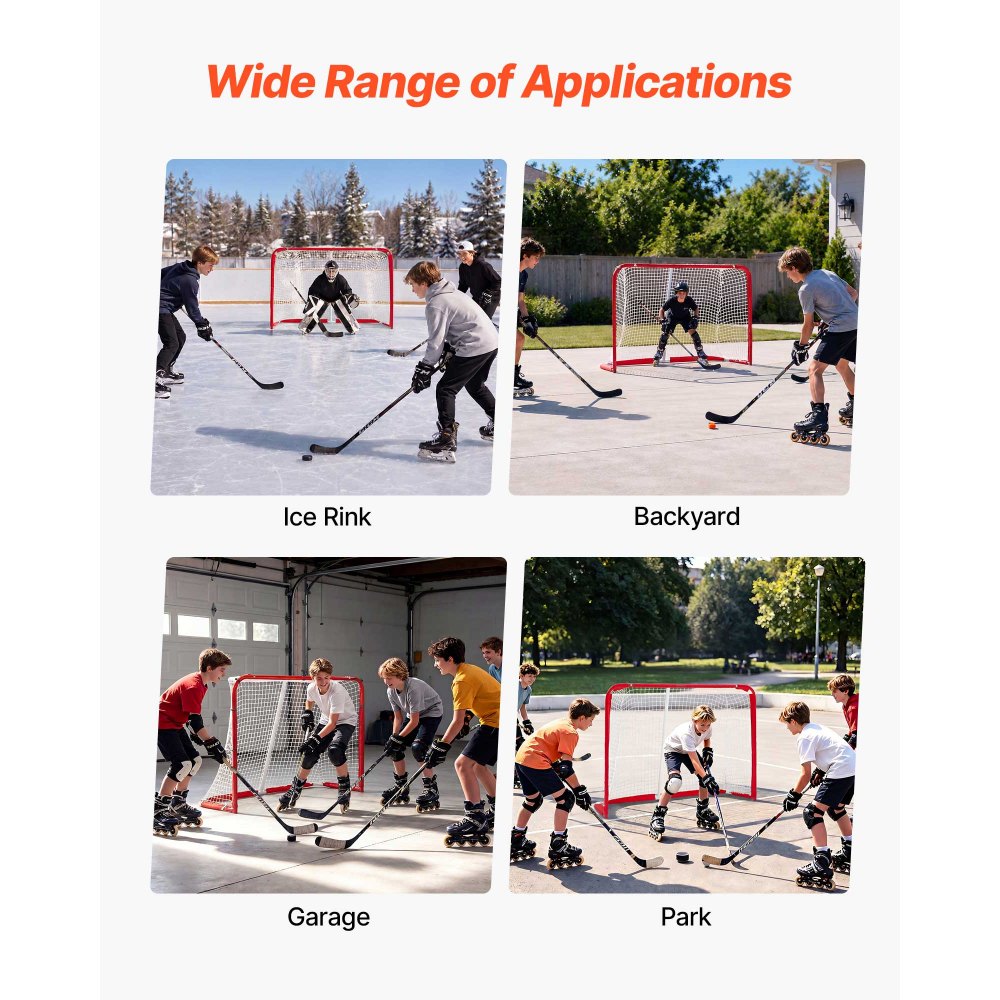 56" x 44.5" Street Hockey Goal with Heavy-Duty Steel Frame & 5-Ply Net