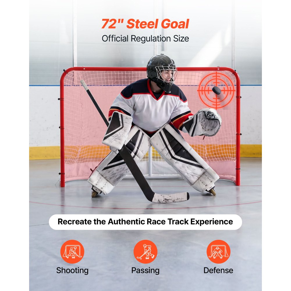 72" x 48" Street Hockey Goal with Heavy-Duty Steel Frame & 5-Ply Net