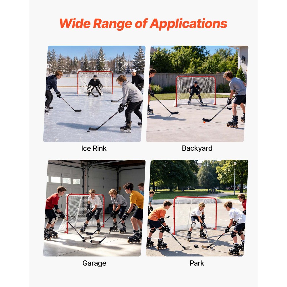 72" x 48" Street Hockey Goal with Heavy-Duty Steel Frame & 5-Ply Net