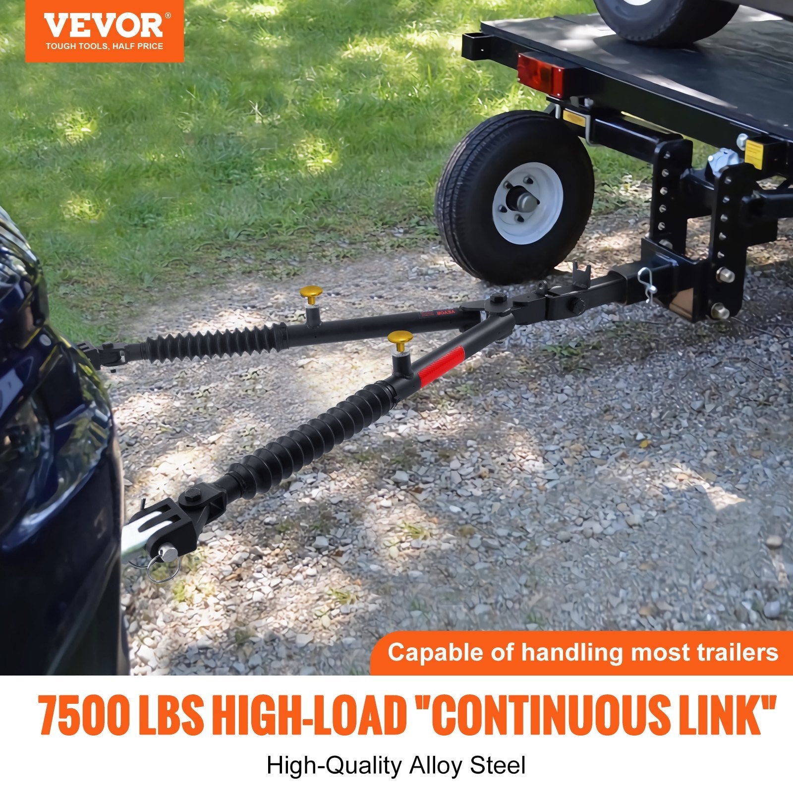 VEVOR Tow Bar Bumper Mount Tow Bar 7500 lbs Fits 2-inch Connector with Ropes